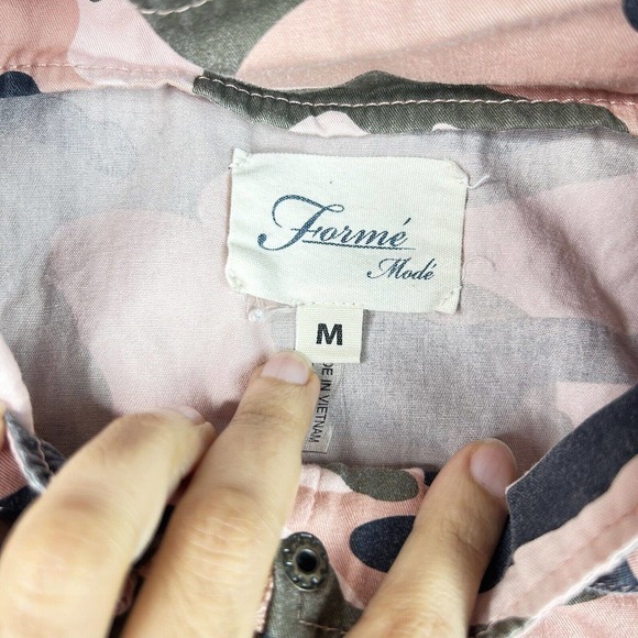 Forme Mode Jacket Womens Medium Pink Camouflage Long Sleeves Pockets Hooded - Picture 5 of 14